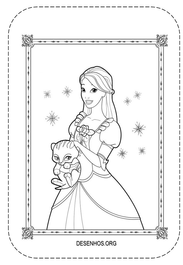 barbie princesa com coroa para colorir