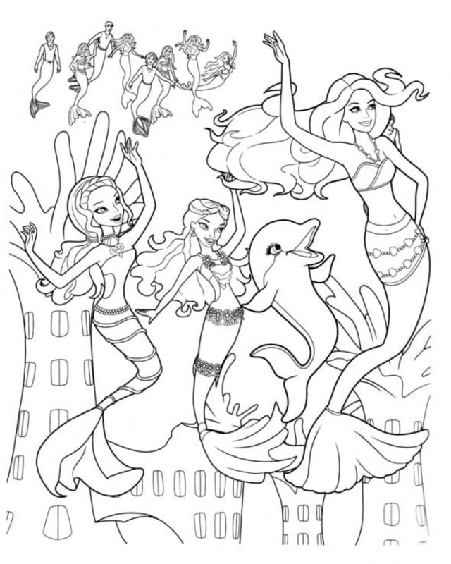 barbie sereia vida de sereia para colorir