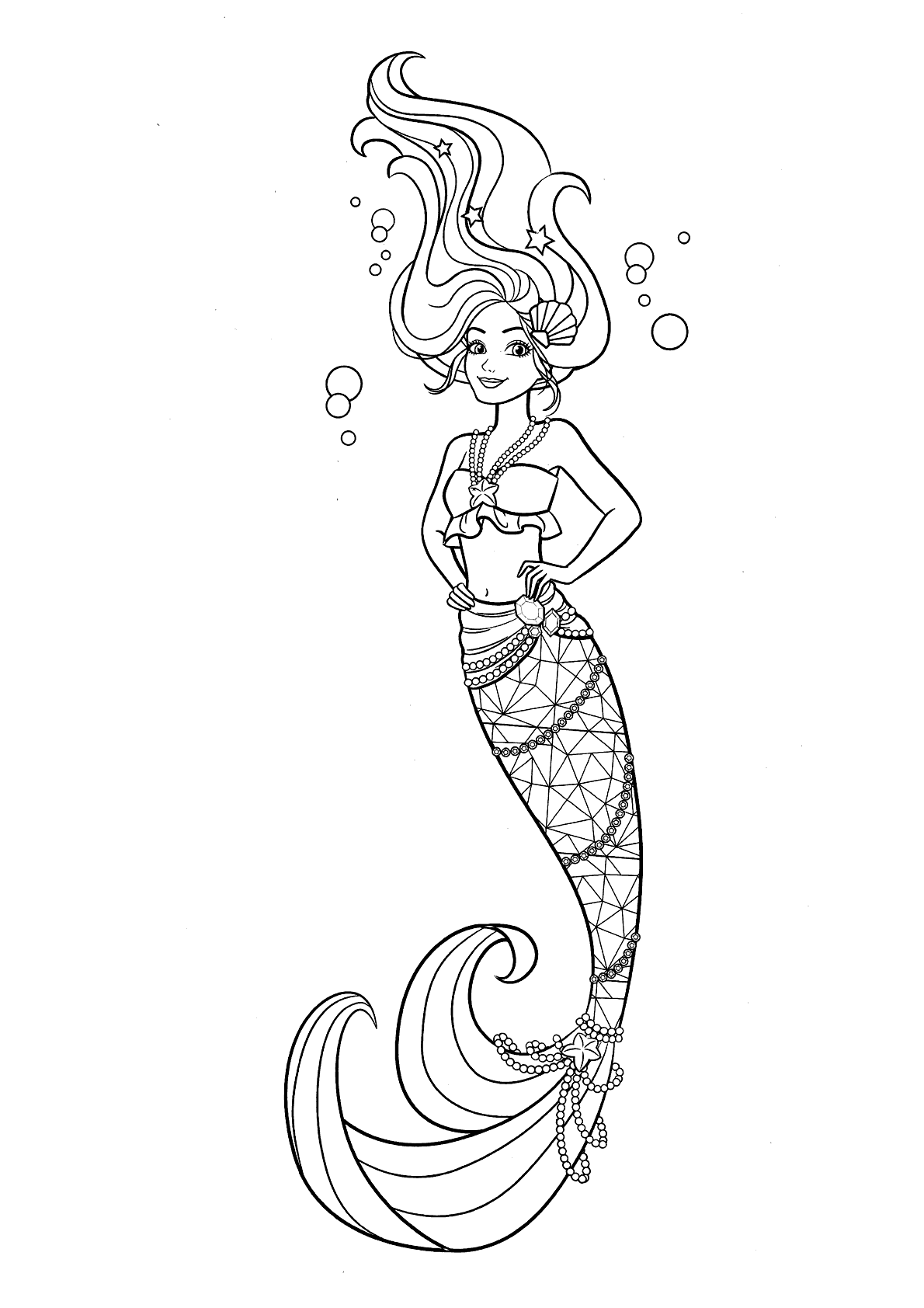 barbie sereia com escamas para colorir