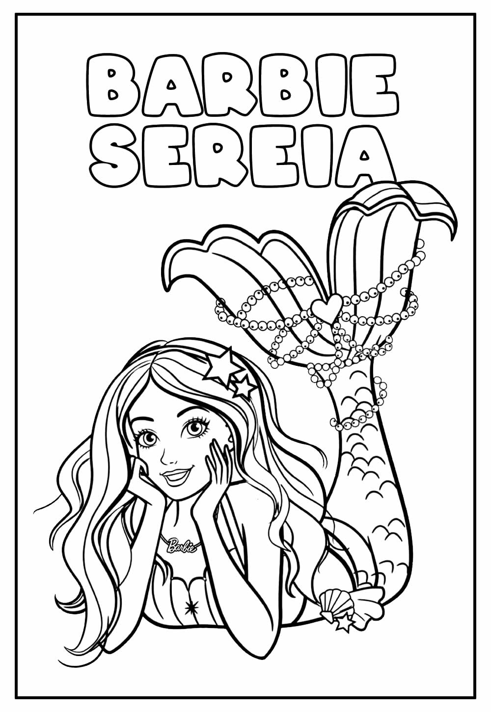 barbie sereia com cabelo colorido para pintar