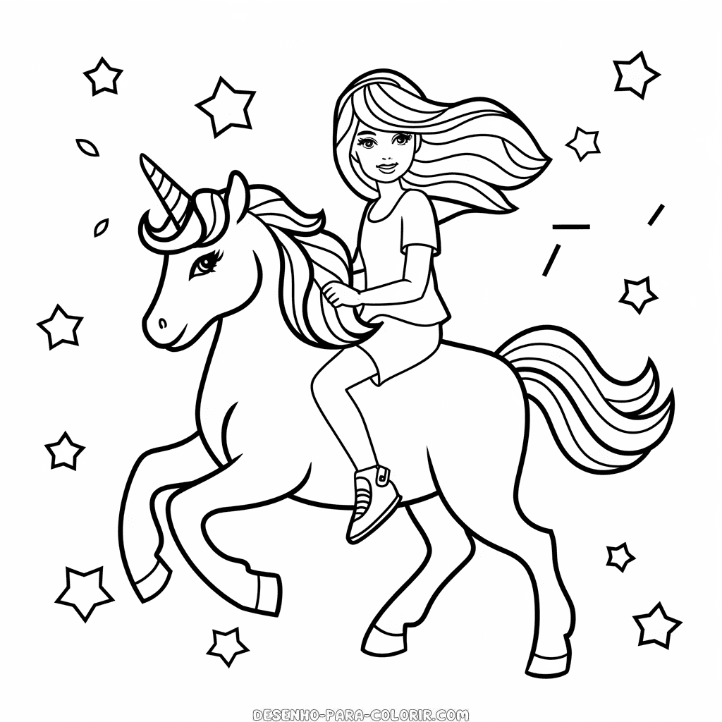 desenho para pintar barbie unicórnio