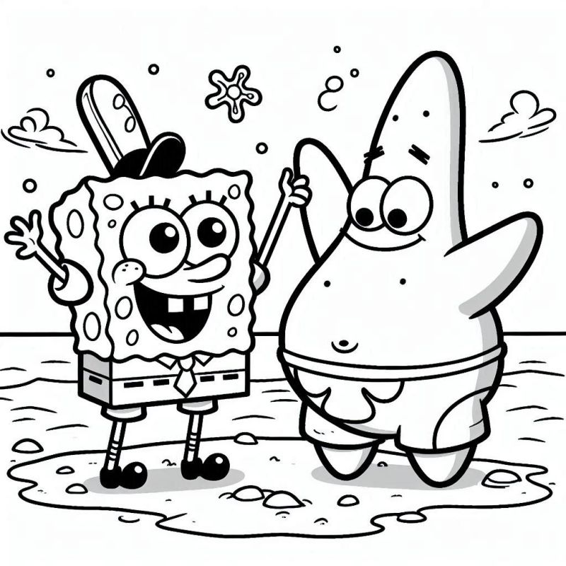 moldes bob esponja e patrick para colorir