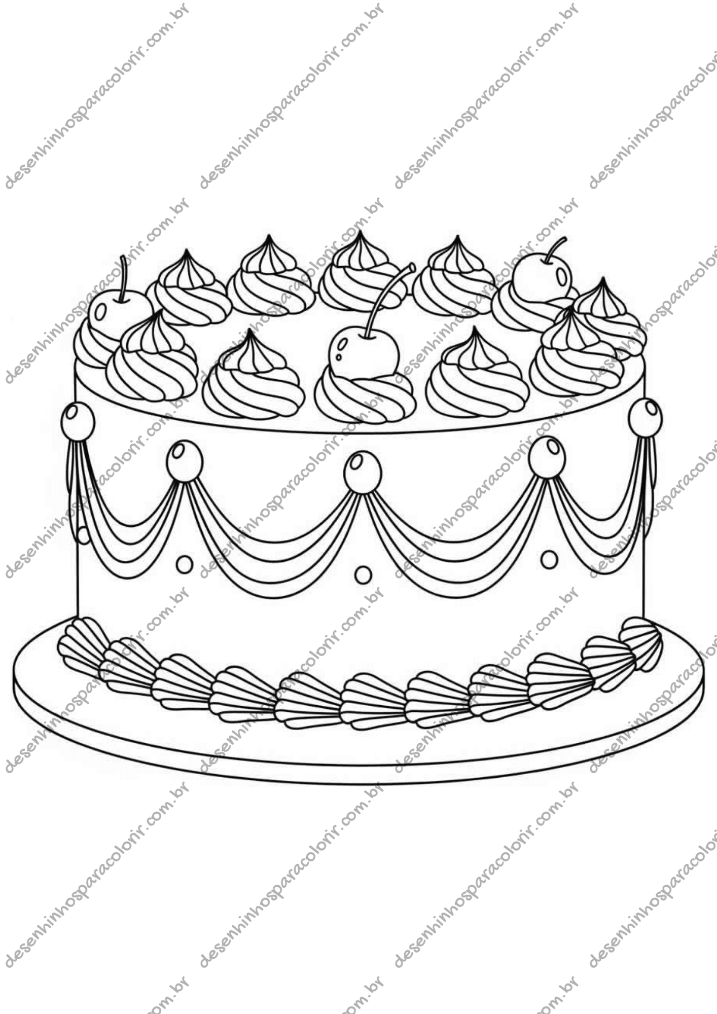 desenho de bolo para imprimir e colorir