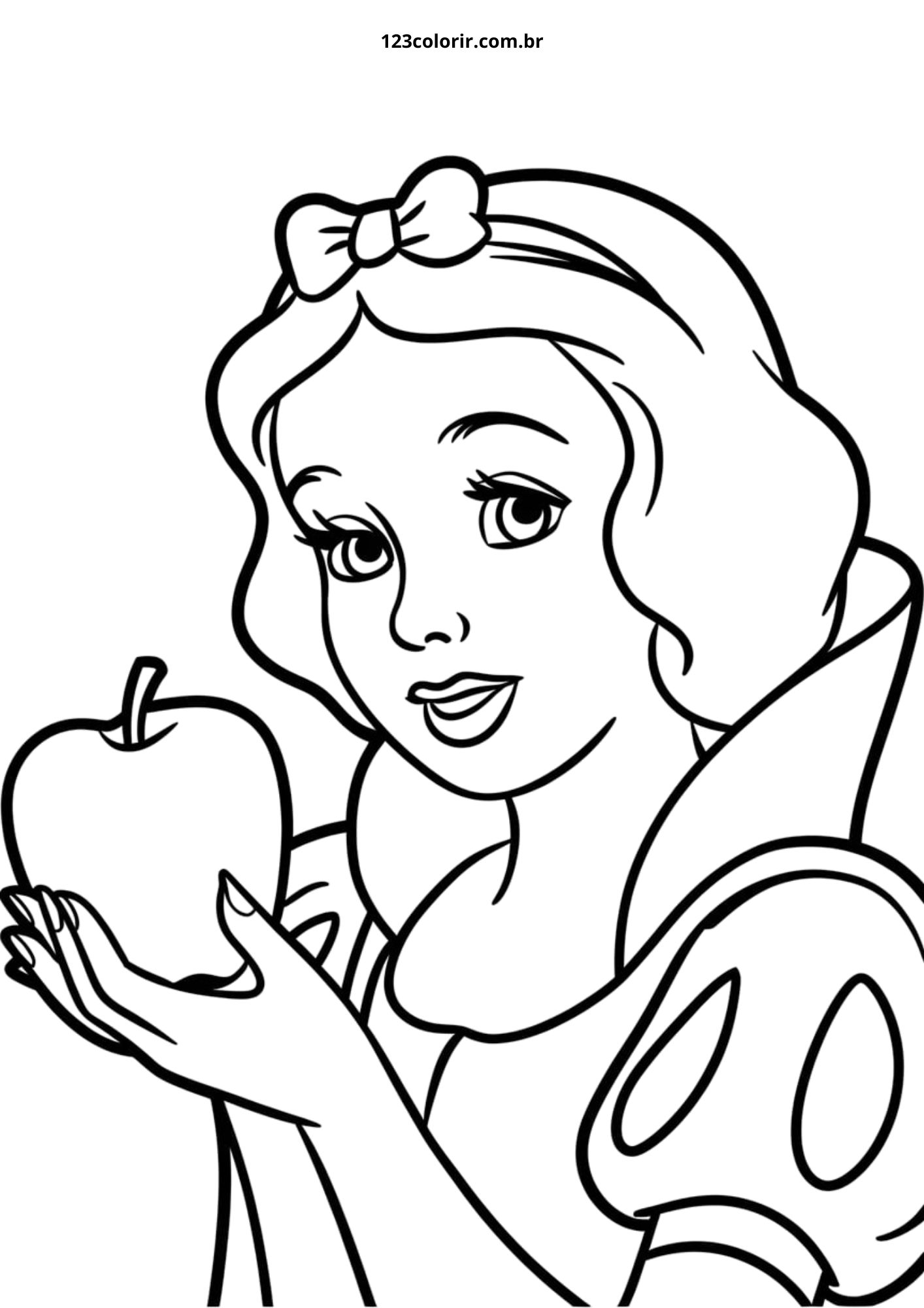 desenho para colorir Branca de Neve sozinha
