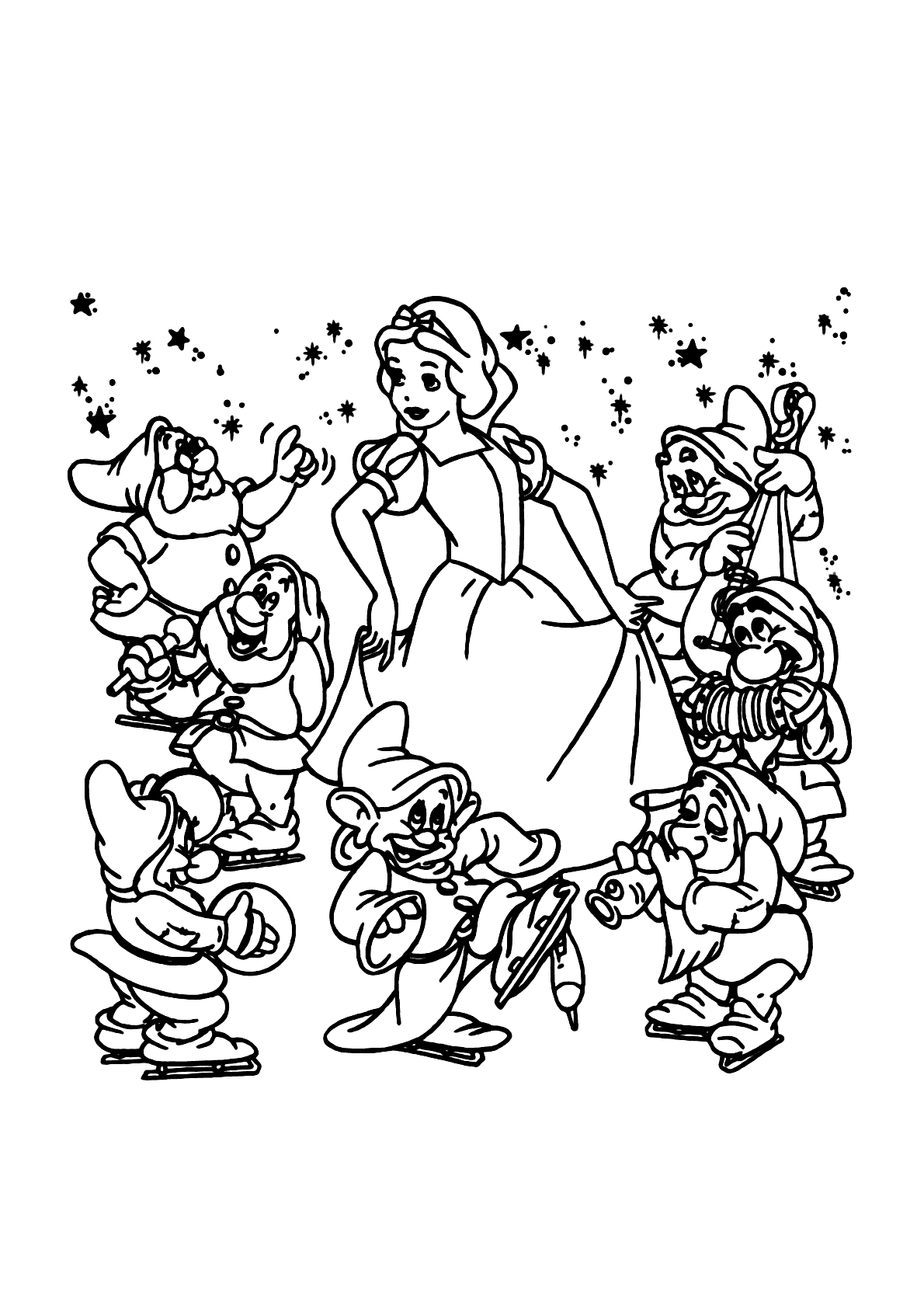 desenho para colorir os Sete Anões