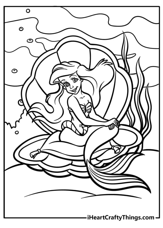 Ariel na rocha para colorir