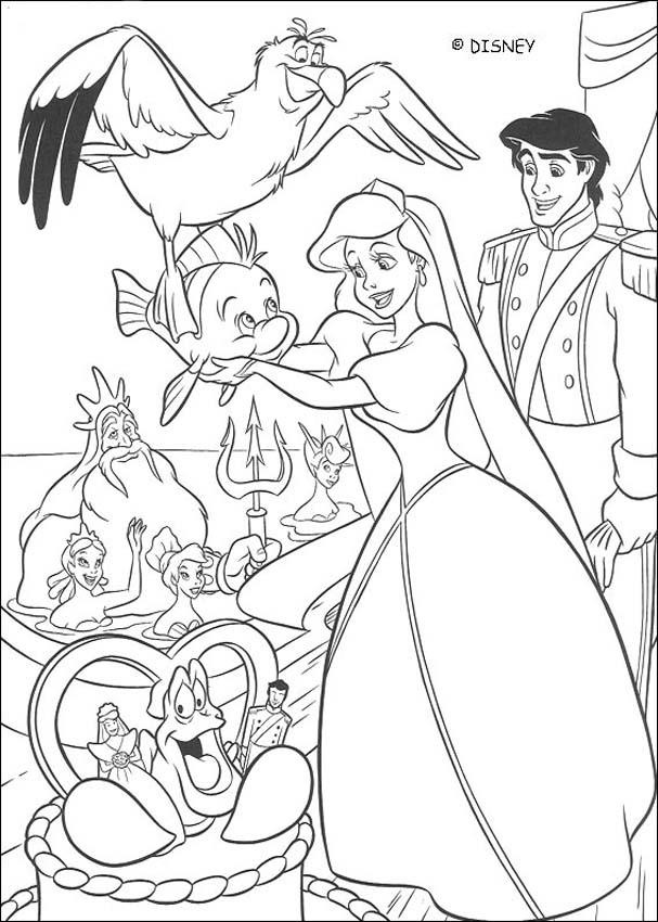 desenho da Ariel e Eric para colorir