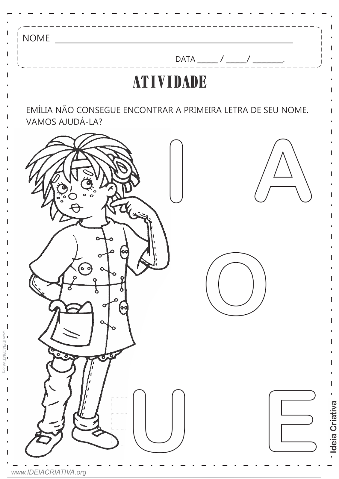 boneca de pano Emília para imprimir