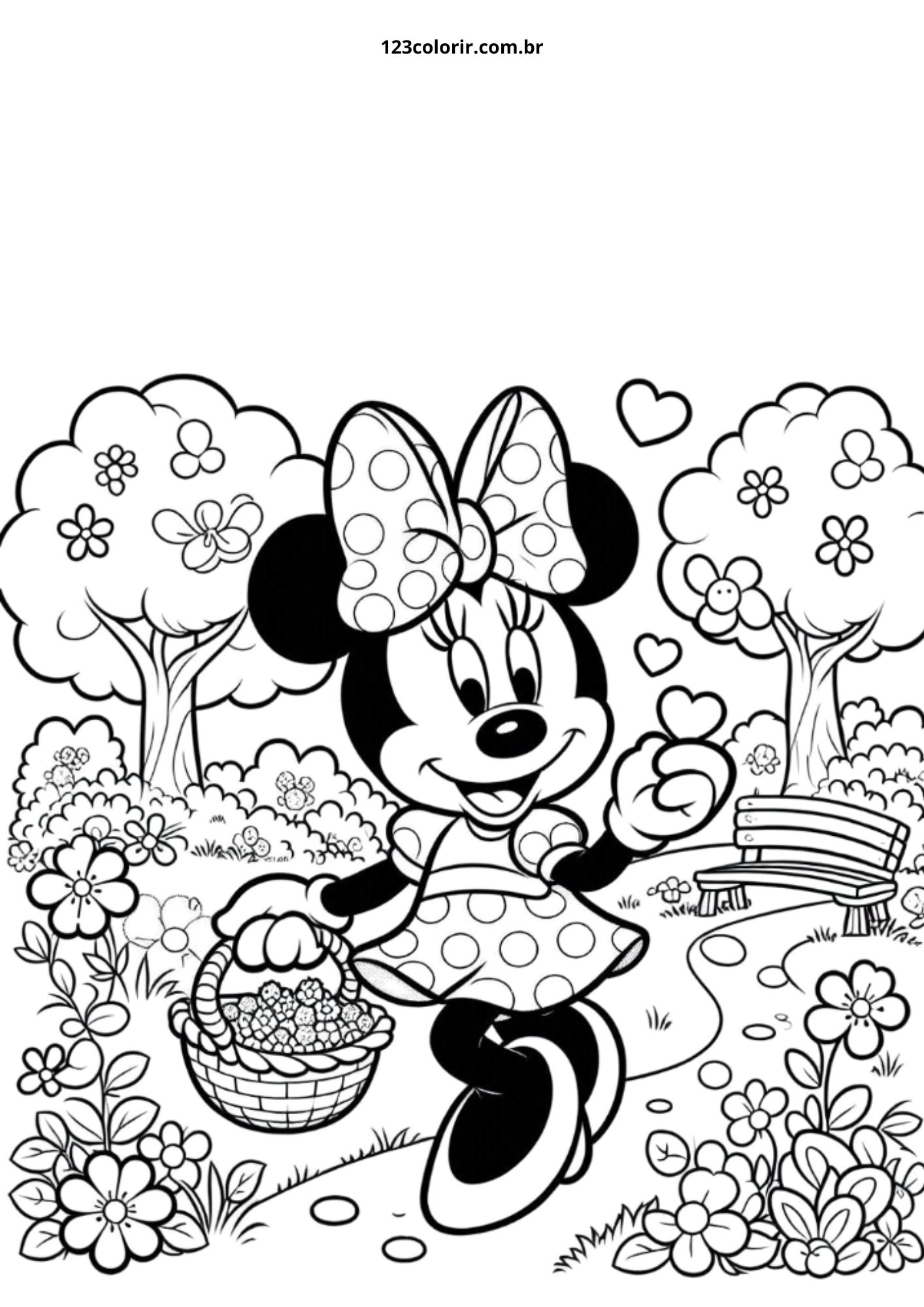 desenho da minnie para colorir com o mickey