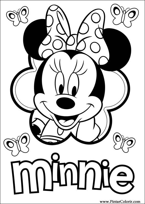 desenho da minnie para colorir com o mickey