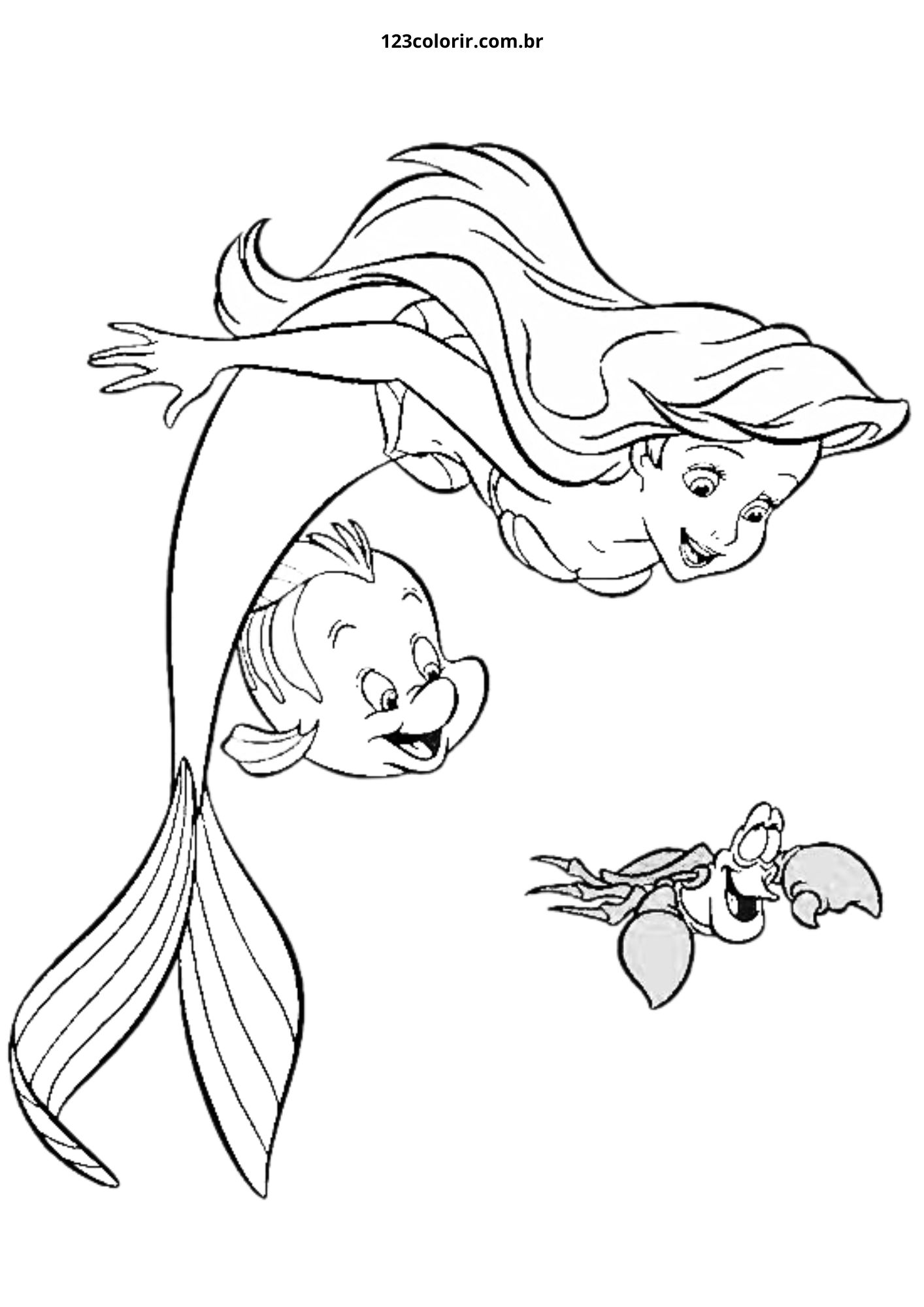 desenho da Ariel clássica para colorir