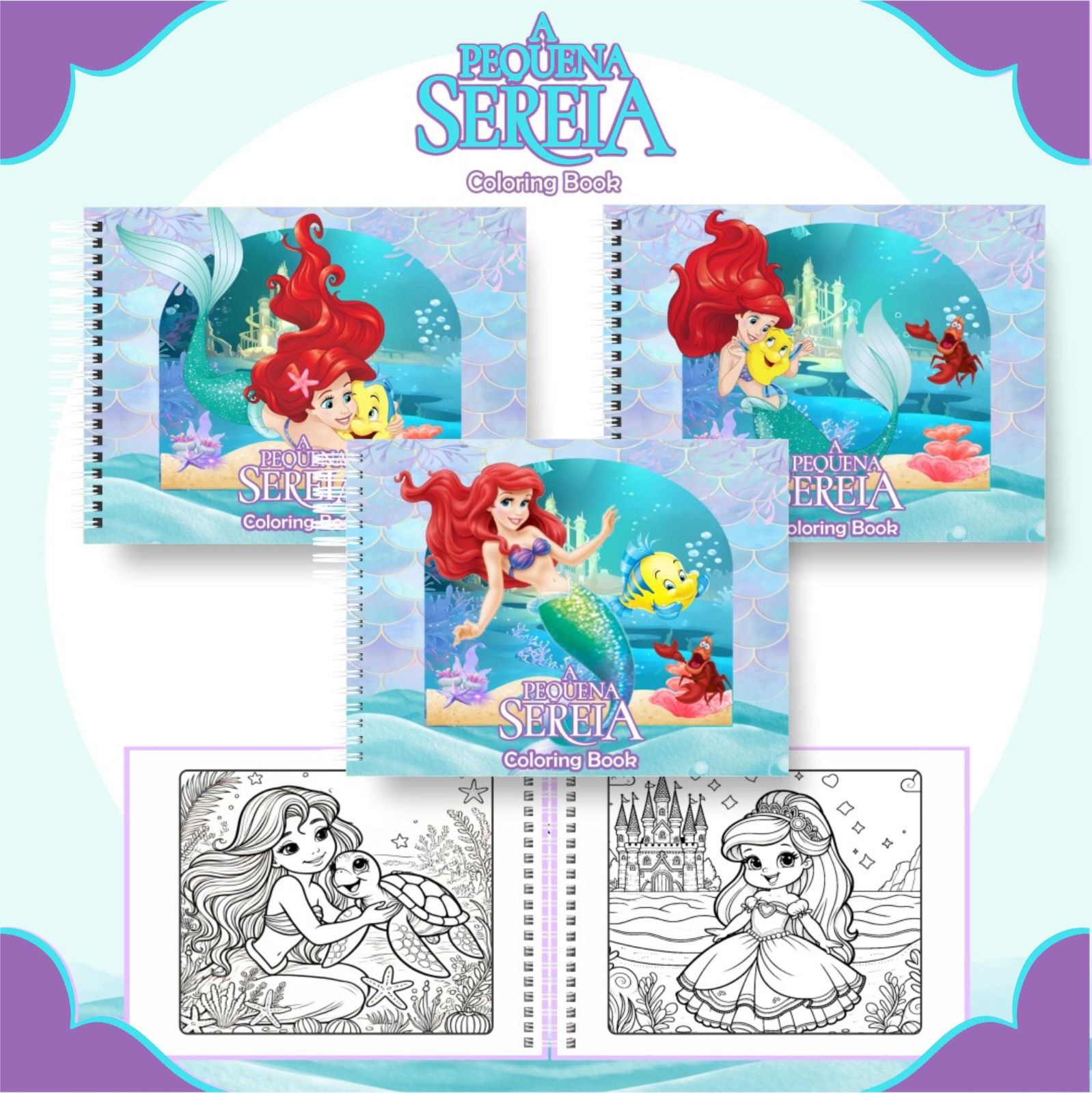 colorir personagens da Pequena Sereia