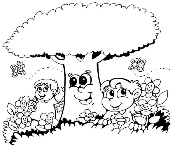 desenhos de jardim de primavera para colorir
