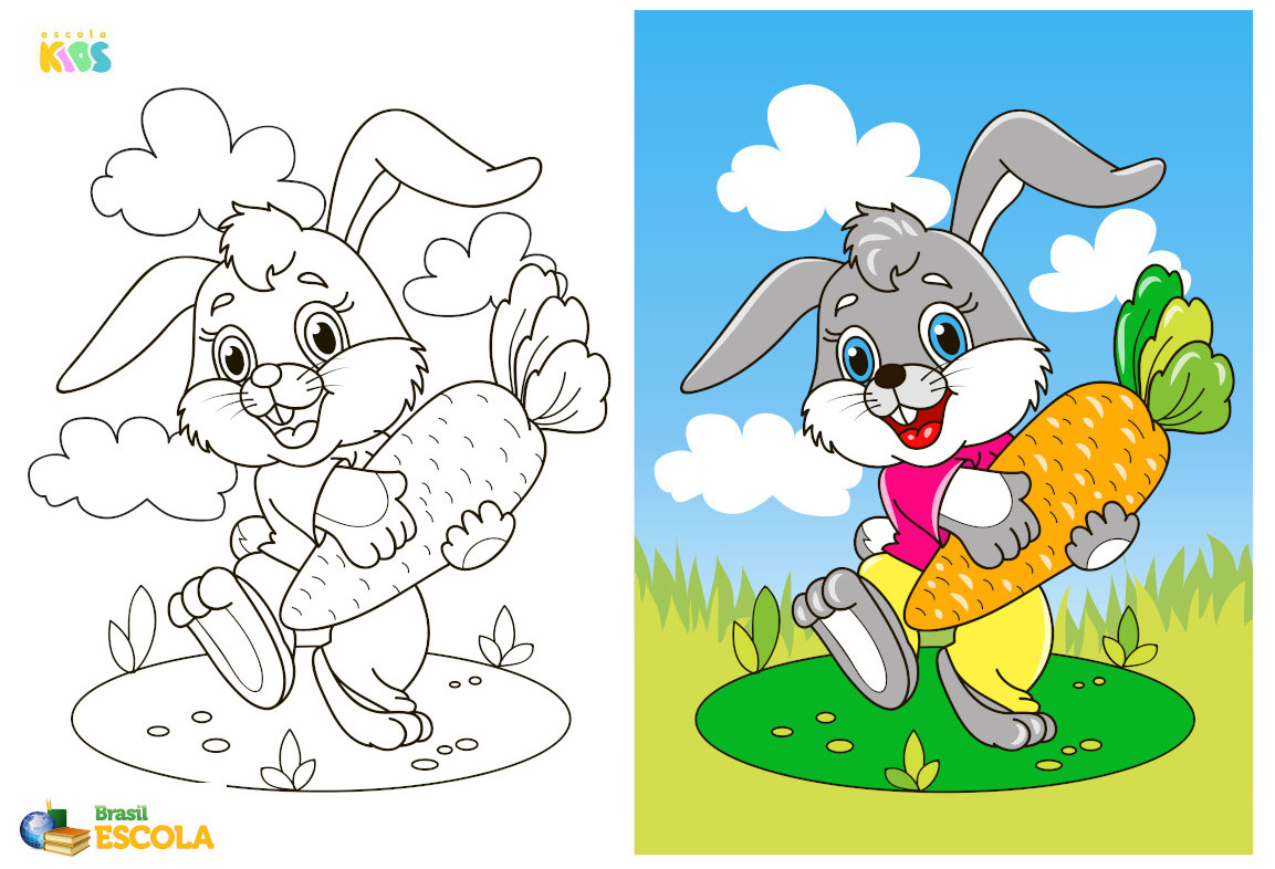 coelho em estilo kawaii para colorir