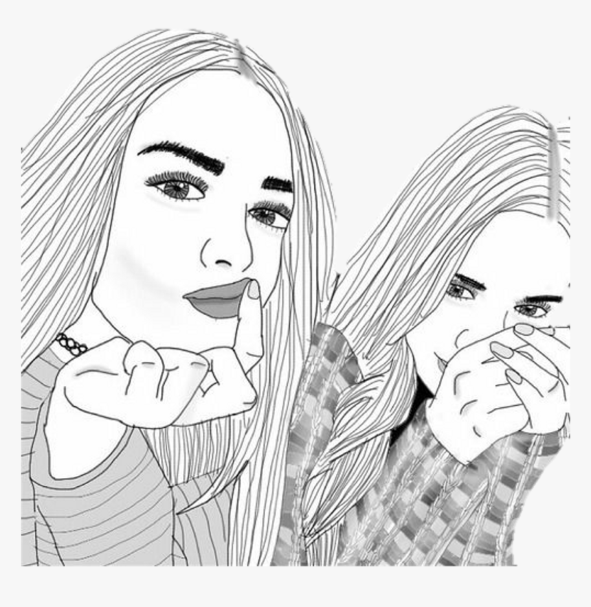 ilustrações de melhores amigas tumblr para pintar