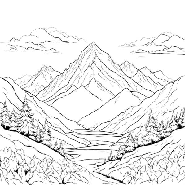 desenho de paisagem para colorir com giz de cera