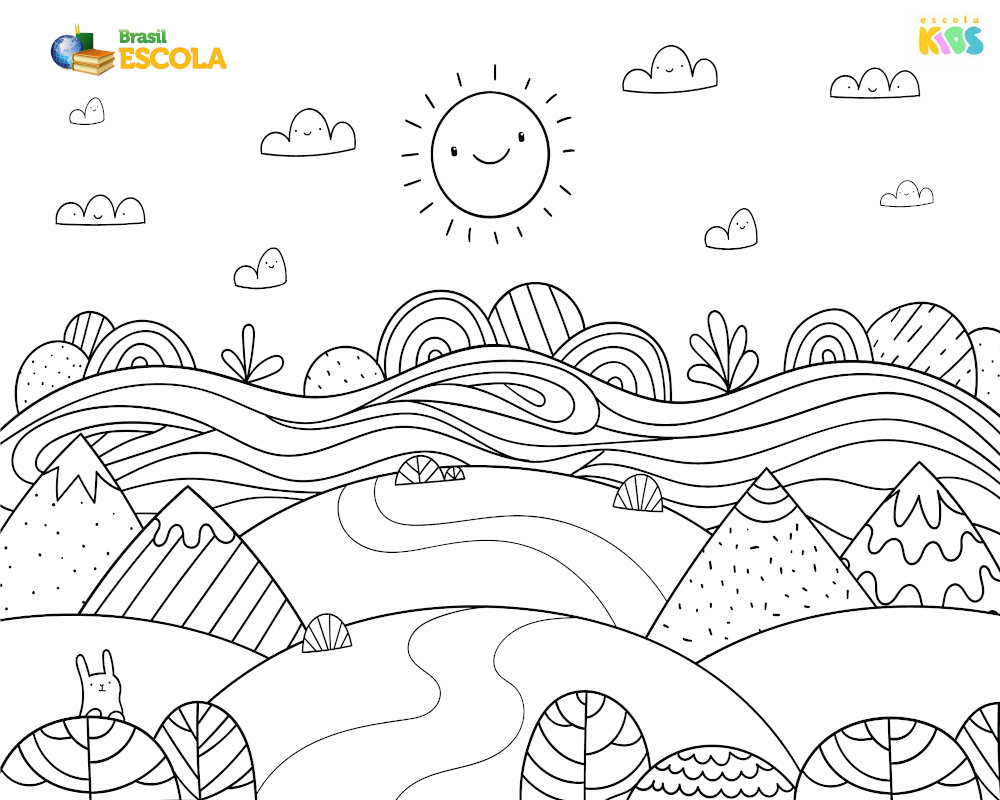 desenho de paisagem para colorir com lápis de cor