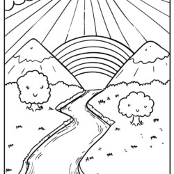 desenho de paisagem de primavera para colorir