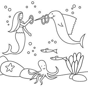 sereia realista para colorir