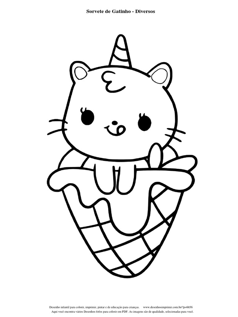 desenho de sorvete simples para colorir