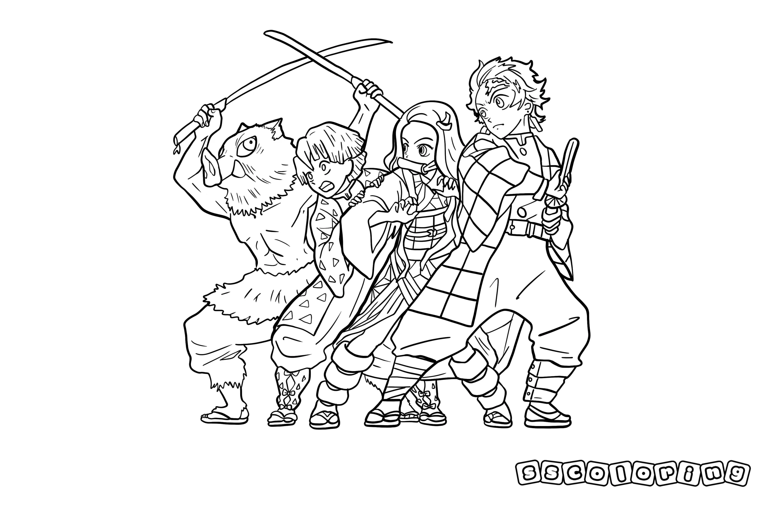 arte para colorir Demon Slayer