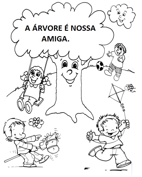 desenho para colorir plantando árvore