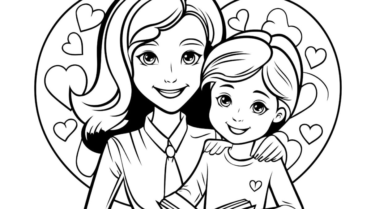 desenho de mãe e filho para colorir