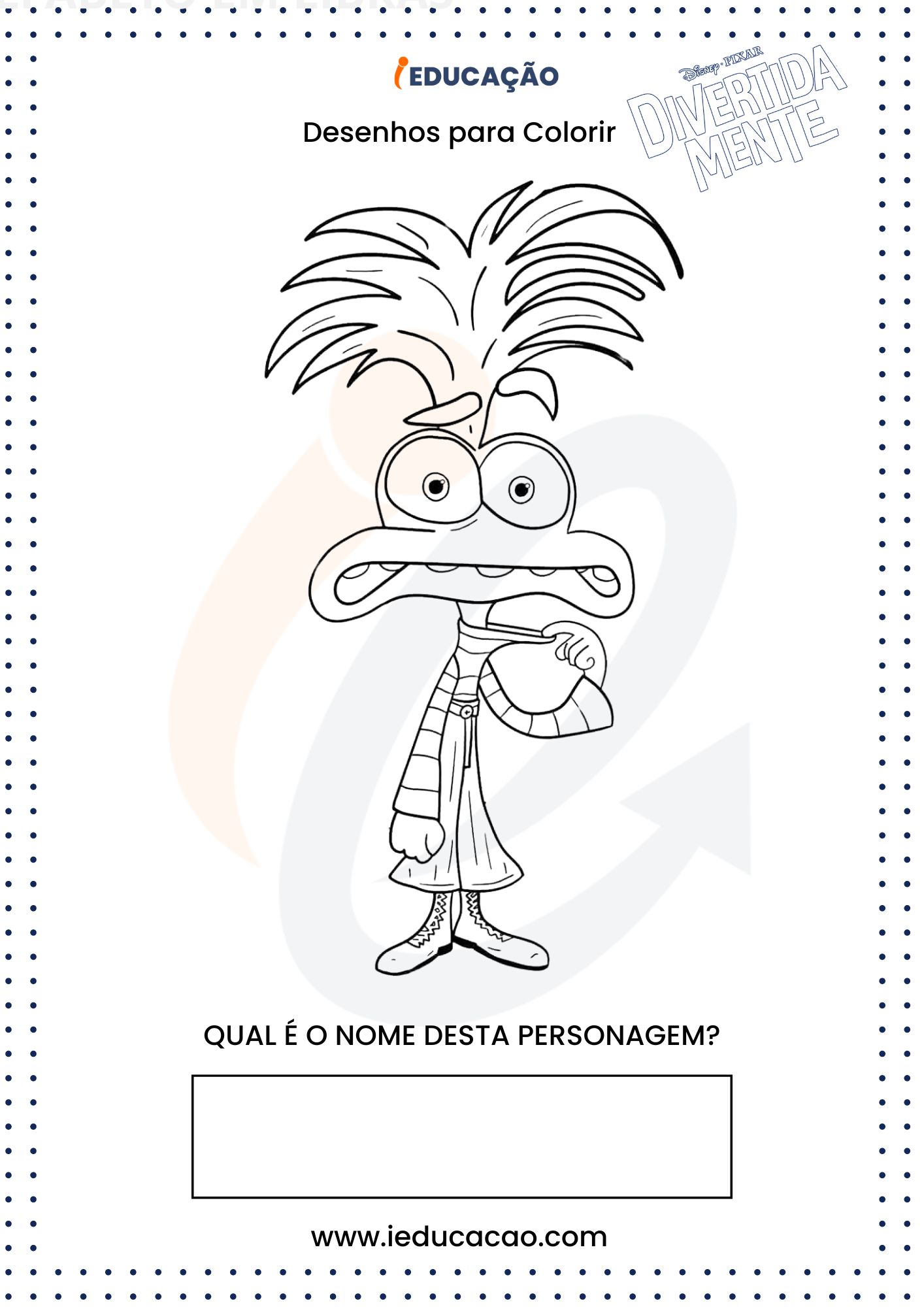 folha para colorir Divertida Mente 2 Ansiedade