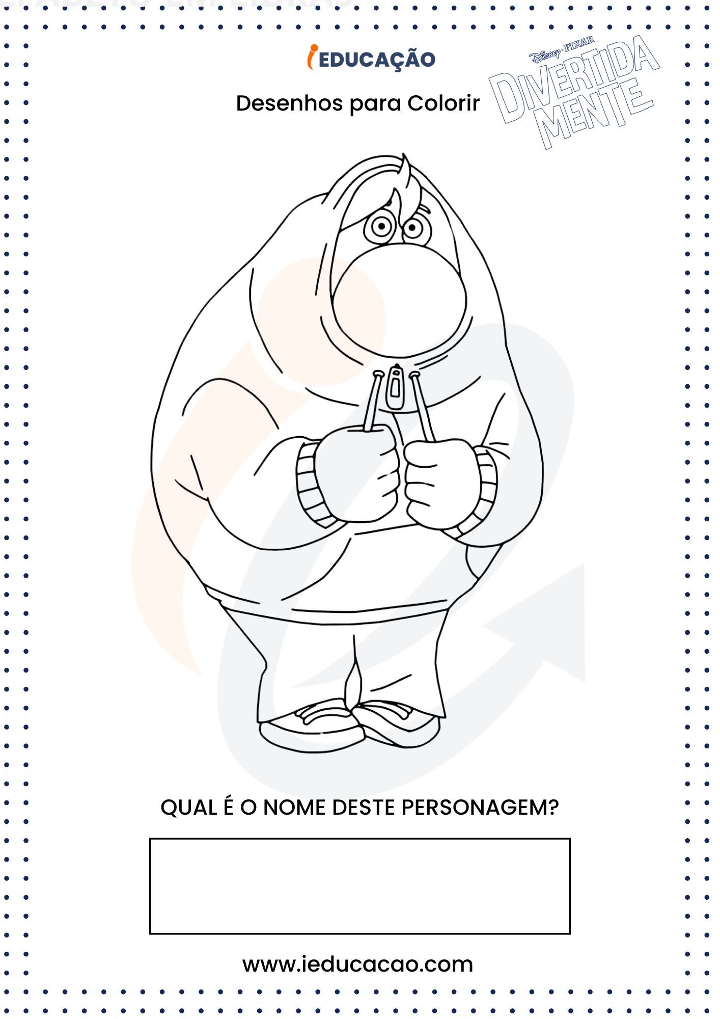 personagem Vergonha para pintar