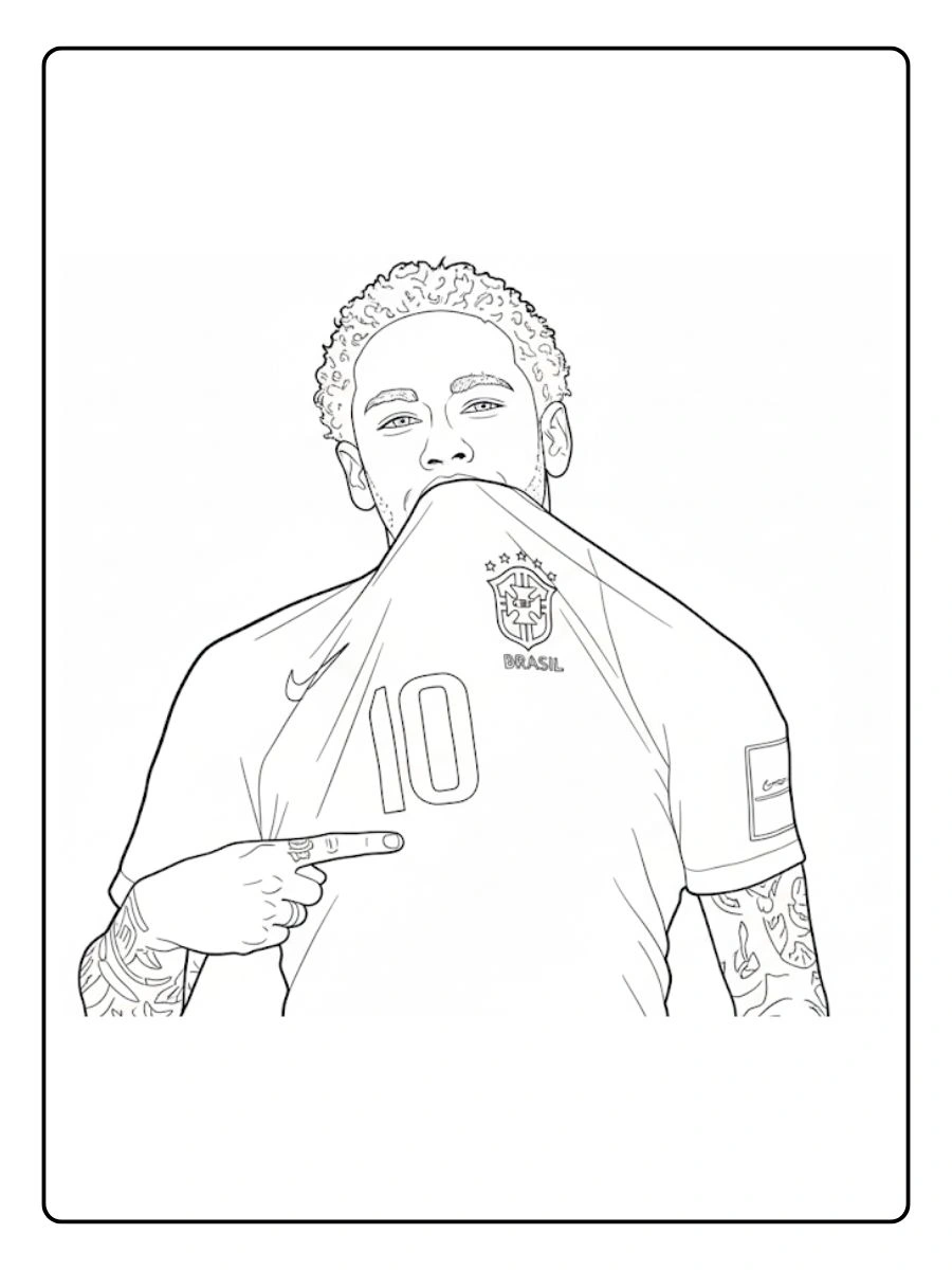 desenho do neymar para colorir seleção brasileira