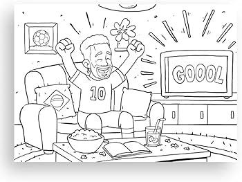 desenho do neymar com a taça para colorir