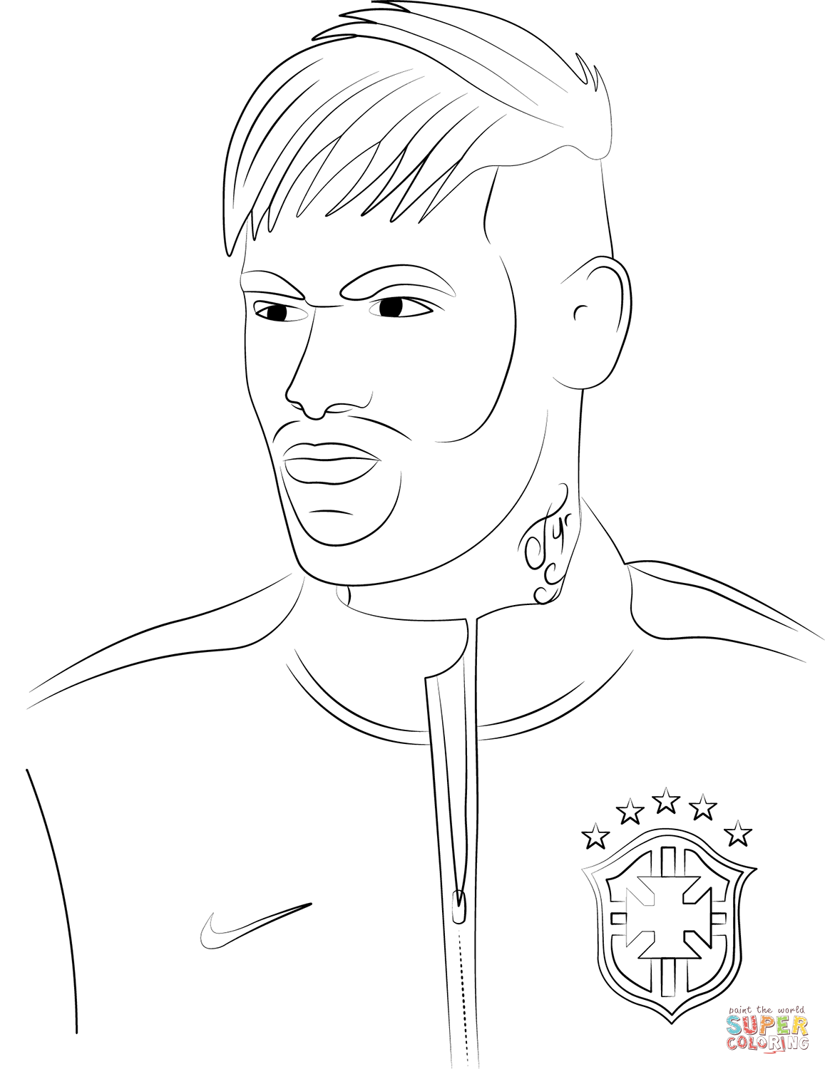 desenho do neymar para colorir seleção brasileira