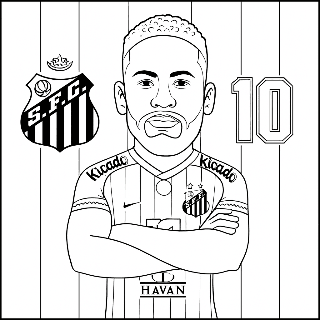 desenho do neymar para colorir santos