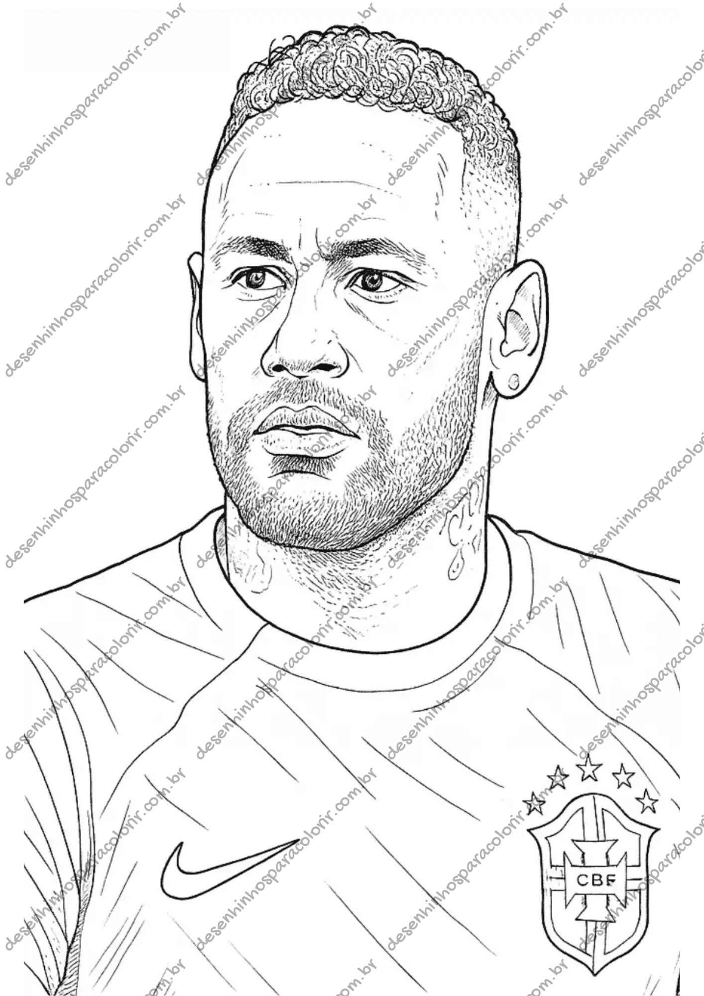 desenho do neymar jr caricatura para colorir