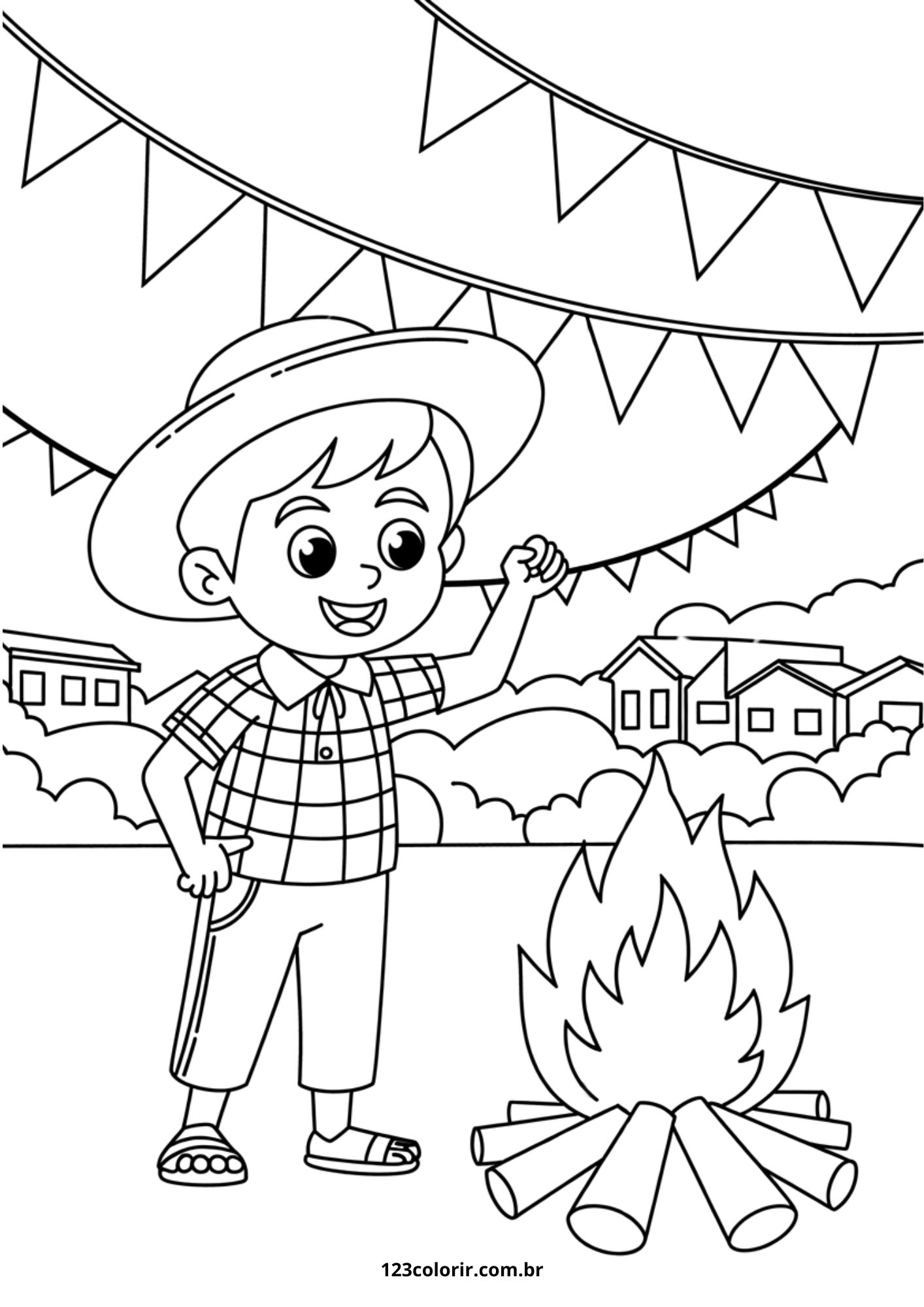 desenho de fogueira de são joão para colorir