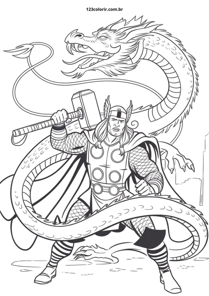 thor marvel para colorir