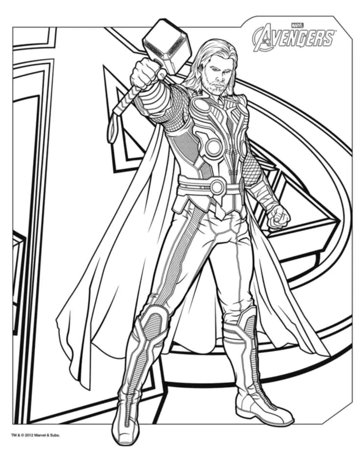 thor marvel para colorir