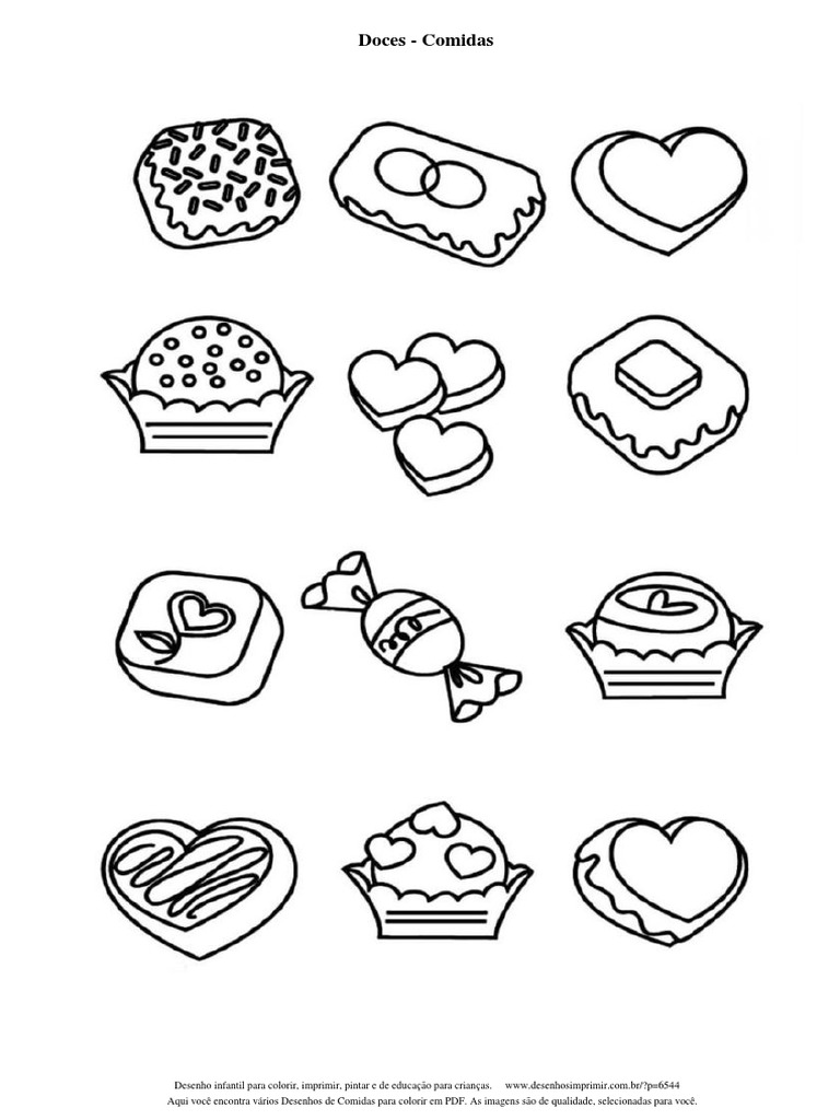 desenhos de doces fáceis para colorir