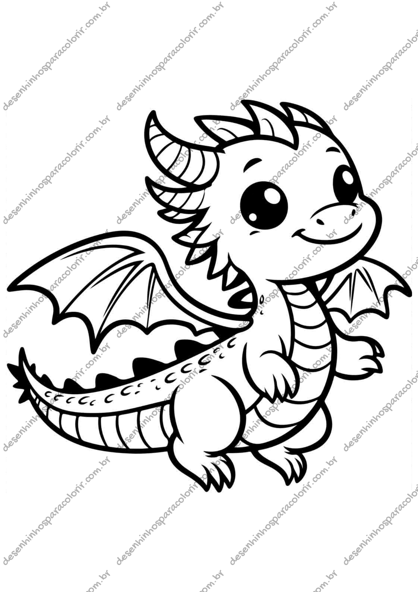 desenho de dragão realista para colorir