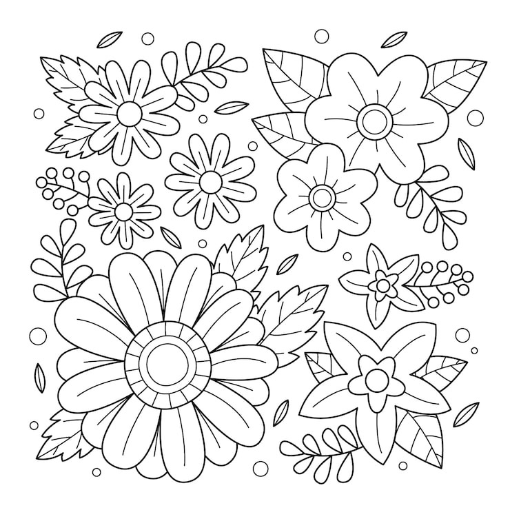 desenho de flor em aquarela para colorir