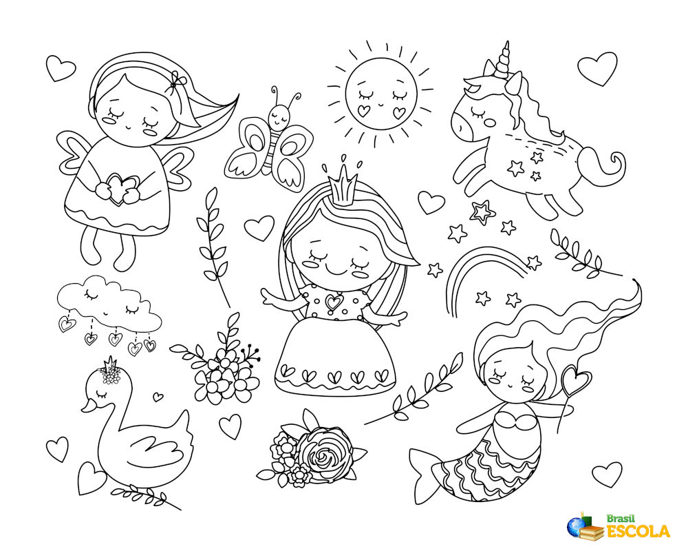 desenho para colorir menina estudando