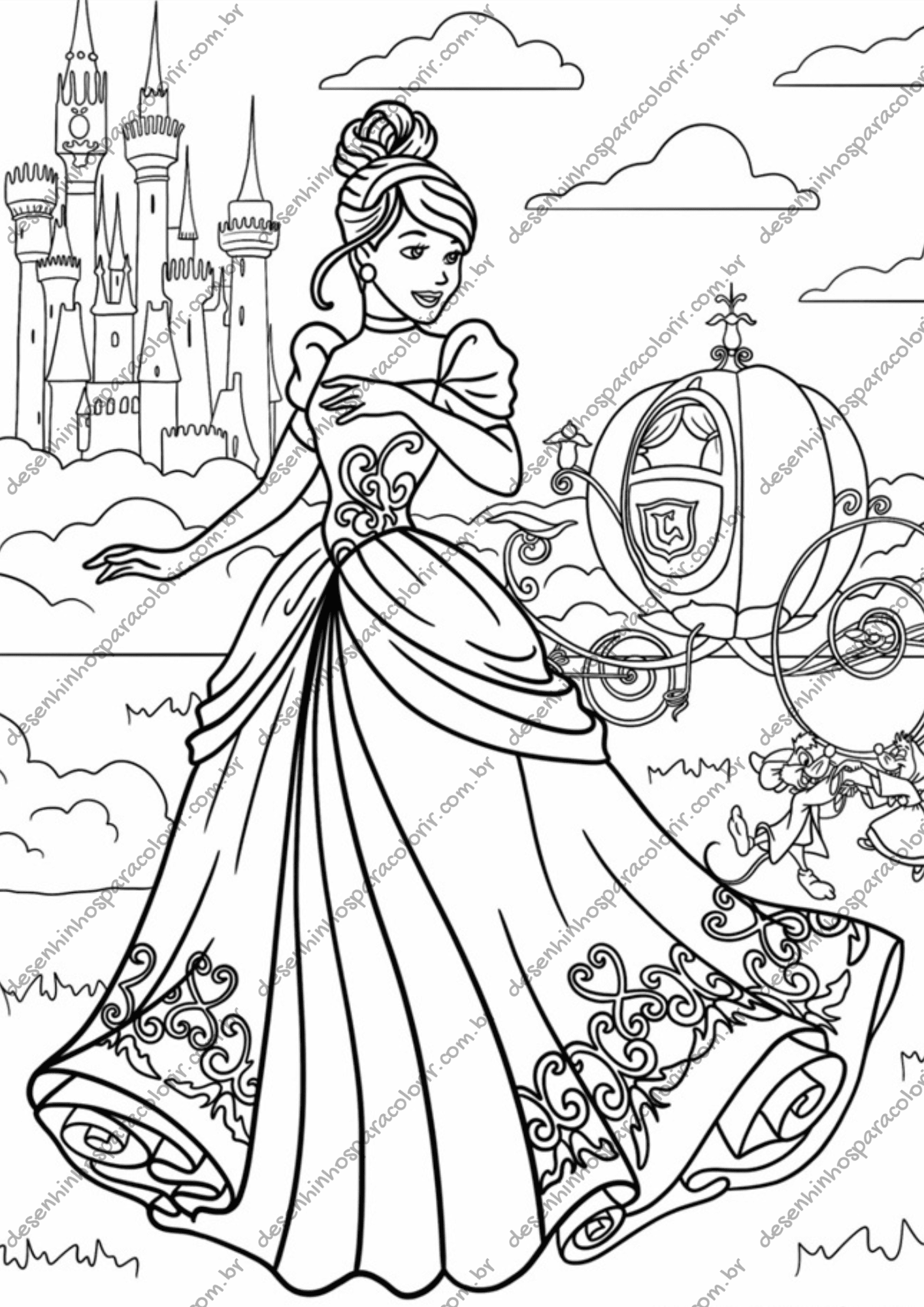 desenho para colorir princesa Bela