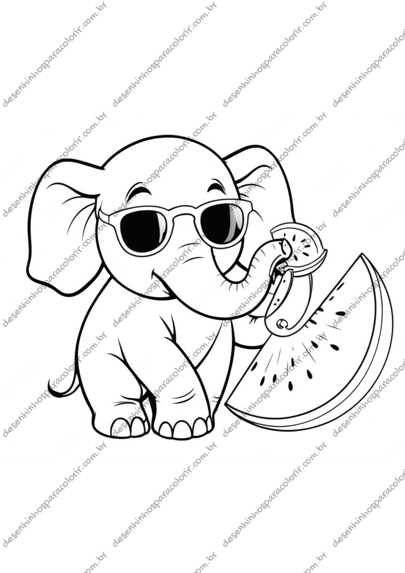 desenho de elefante asiático para colorir
