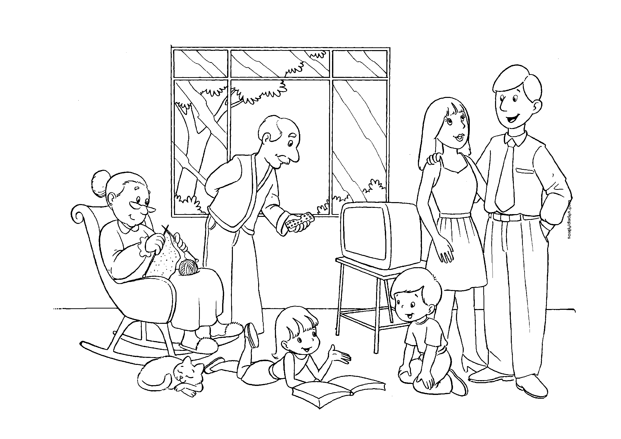 desenho familia para colorir personalizada