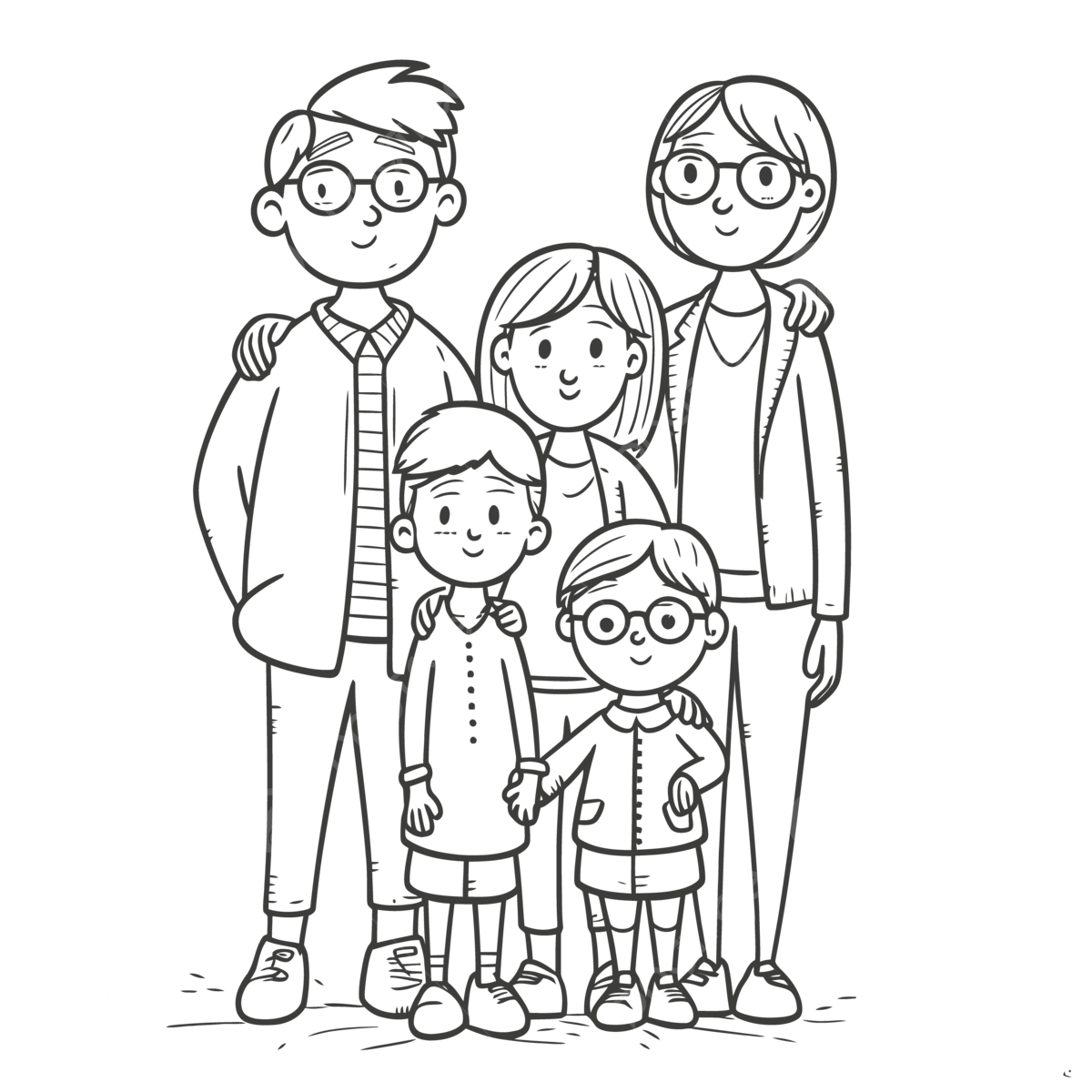 desenho familia para colorir com avós