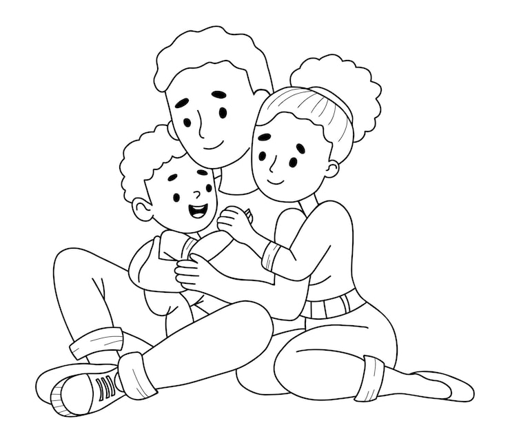 desenho familia grande para colorir