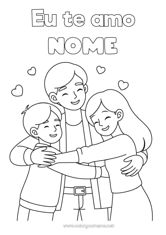 desenho para colorir família feliz