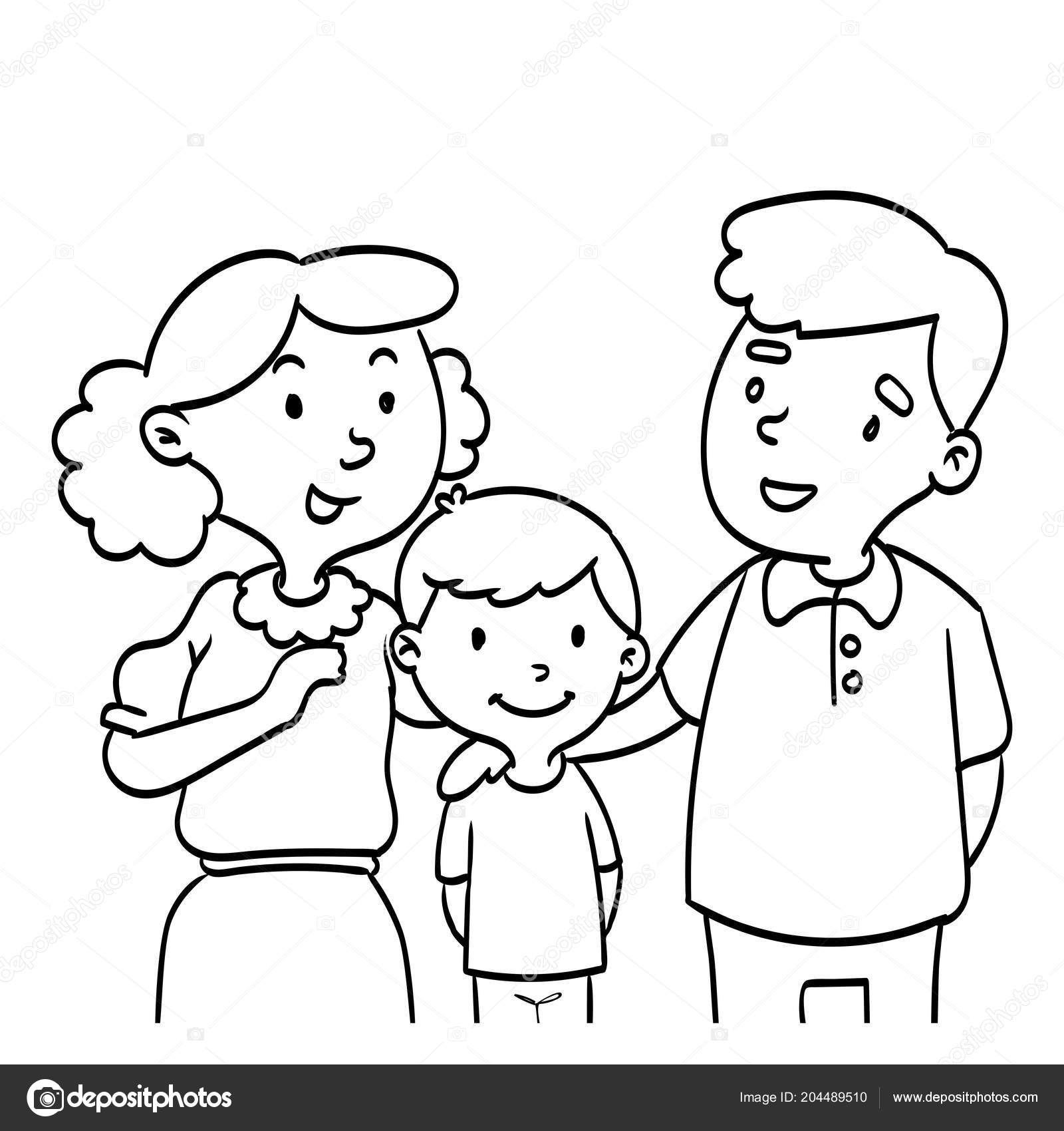 desenho para colorir pai mãe filho e filha