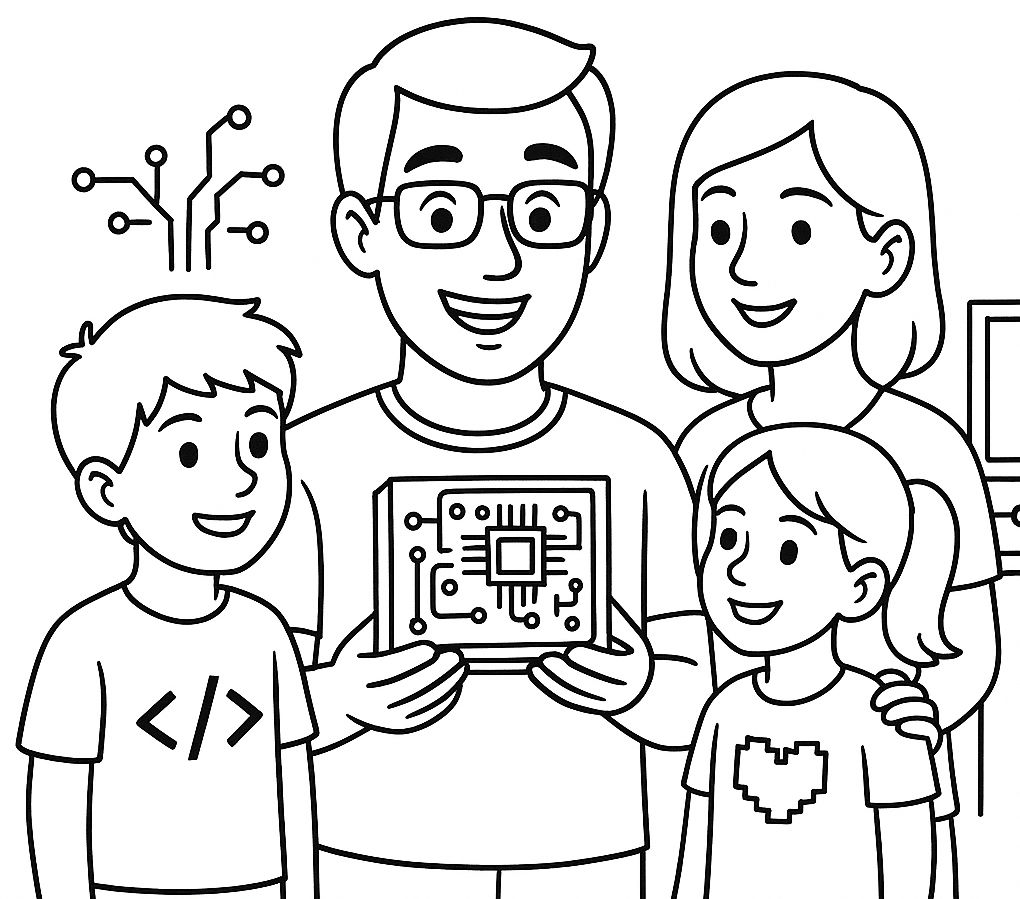 desenho para colorir pai mãe filho e filha