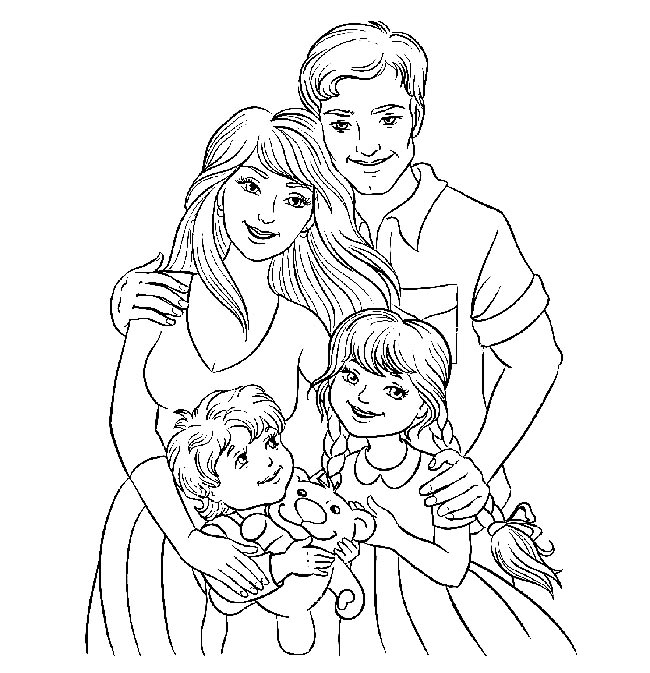 desenho para colorir família moderna
